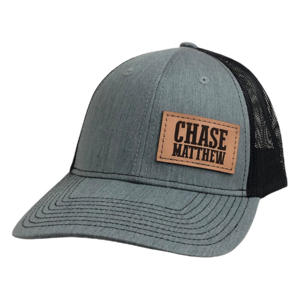 Chase Matthew Ballcap - Grey/Black Leather Patch
